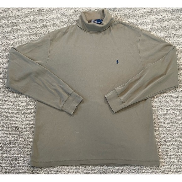 Vintage Polo Ralph Lauren Ribbed‎ Sage Turtleneck Sweater Men's Large Preppy Y2K - Picture 1 of 7
